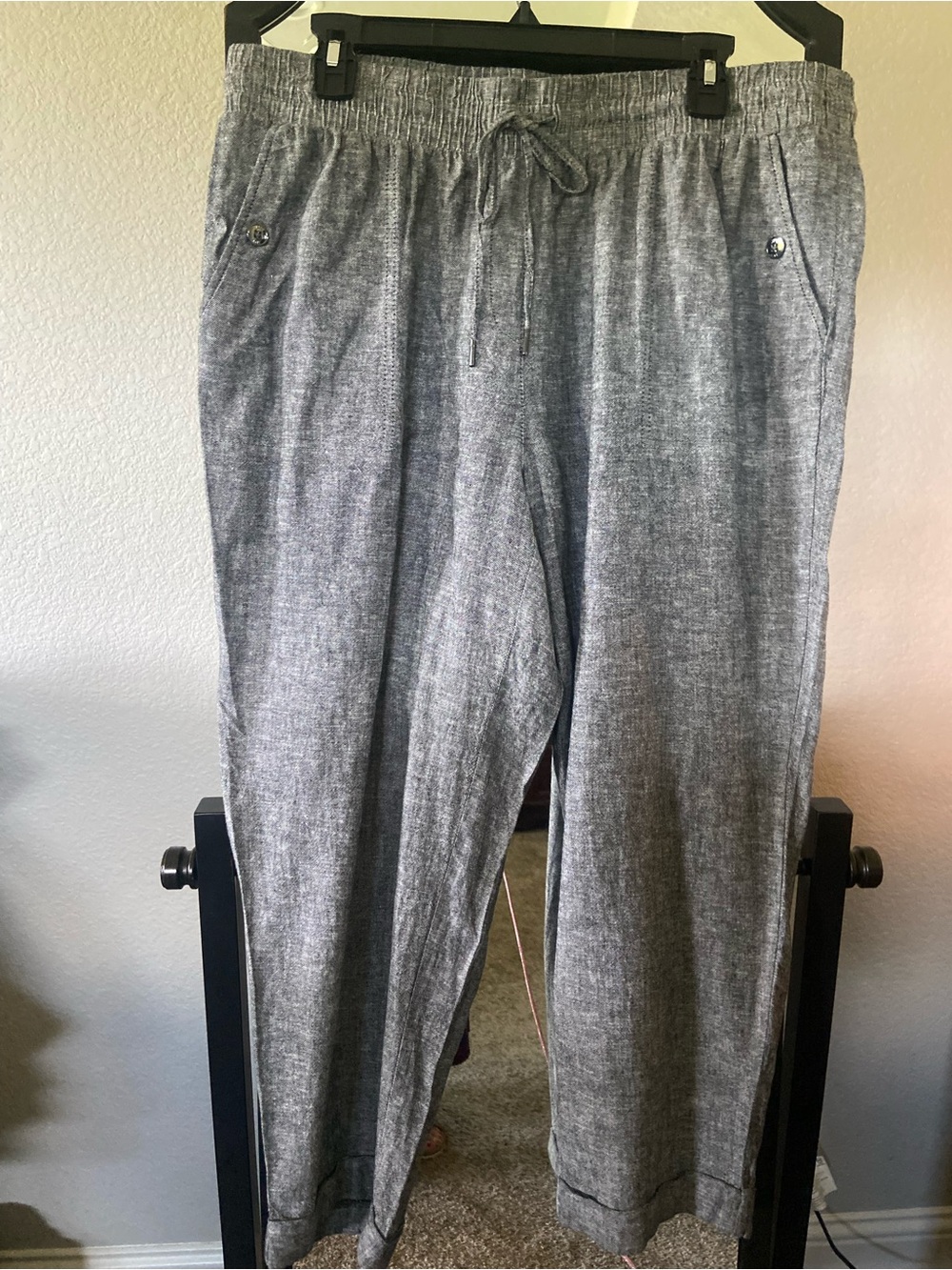Jones New York Wide-Leg Drawstring Pants - Heather Gray